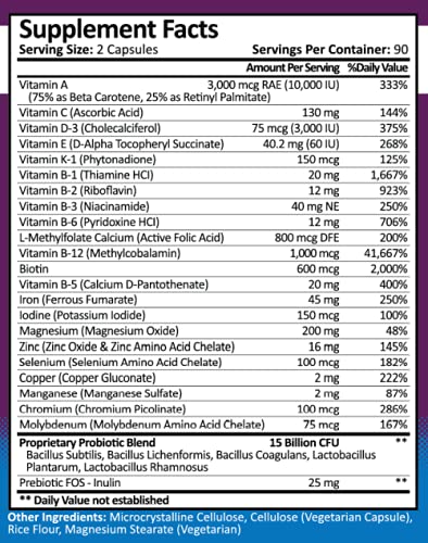 ProCare Health Bariatric Multivitamin + Probiotics Capsules, 180 Count