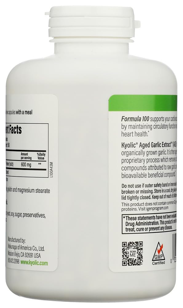 Kyolic Aged Garlic Extract Formula 100 Capsules 300 Count