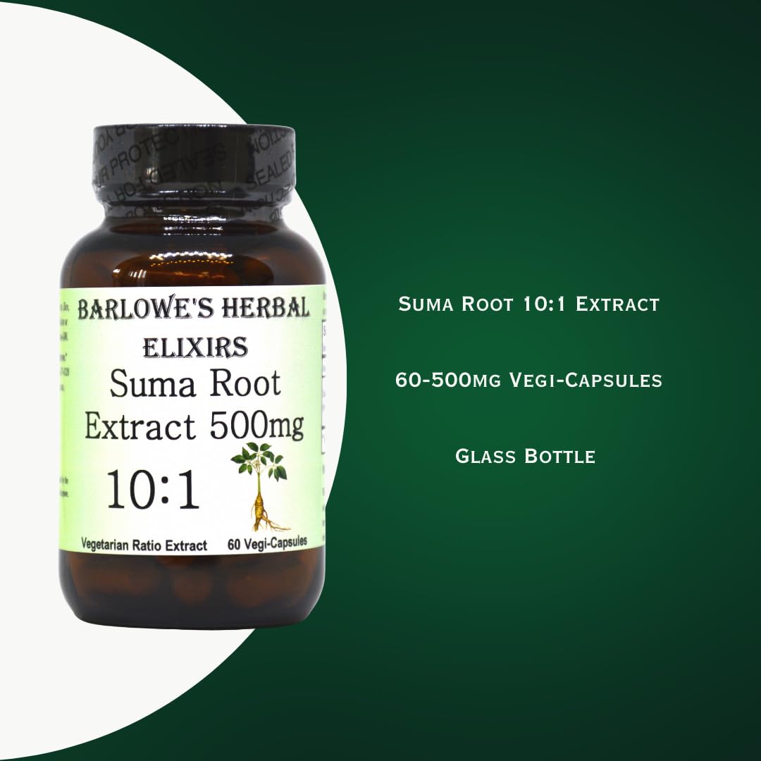 Barlowe's Herbal Elixirs Suma Root Extract Pfaffia Paniculata 10:1 Concentrated Extract 500mg Per Capsule, 60 Capsules