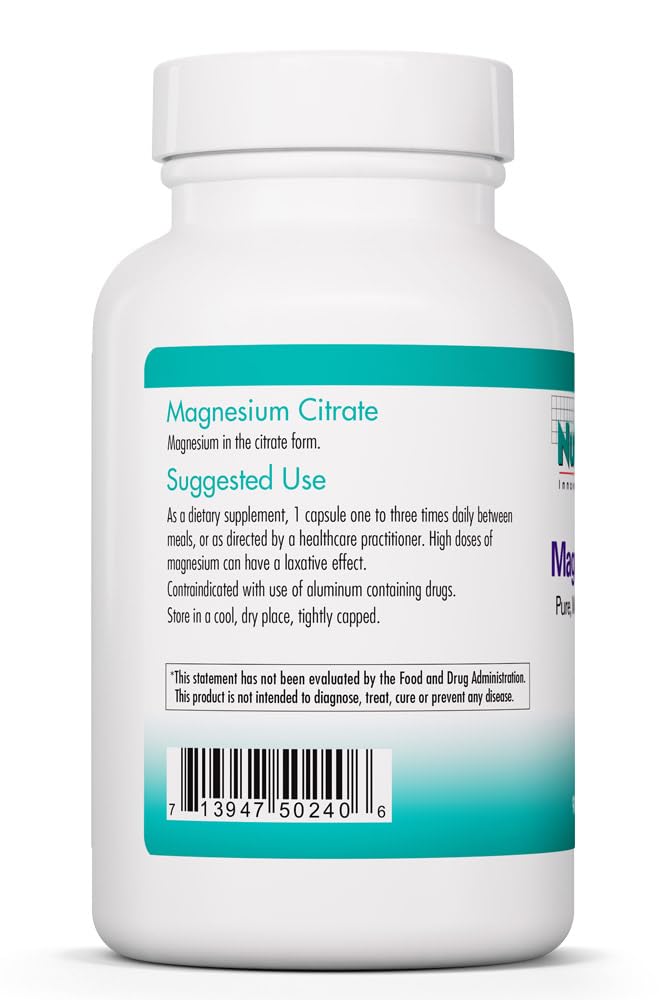 Allergy Research Group NutriCology Magnesium Citrate Bioavailable Chelated Magnesium Nervous System & Muscle Support Vegetarian Capsules 90 Count