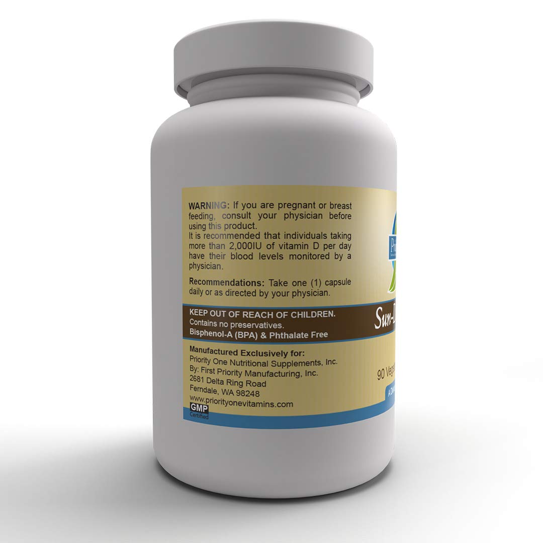 Priority One Vitamin D3 10,000 IU Vegetarian Capsules, 90 Capsules