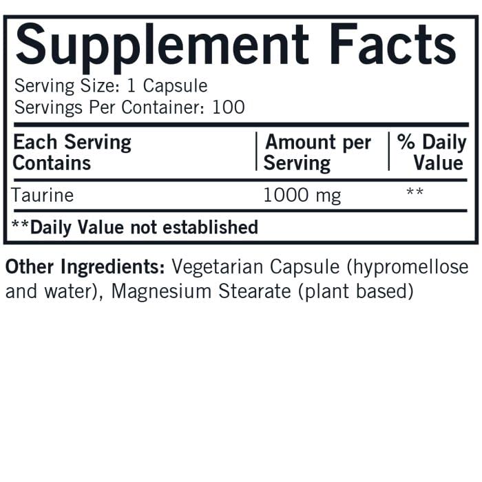 Kirkman L-Taurine 1000 mg Capsule, 100 Capsules