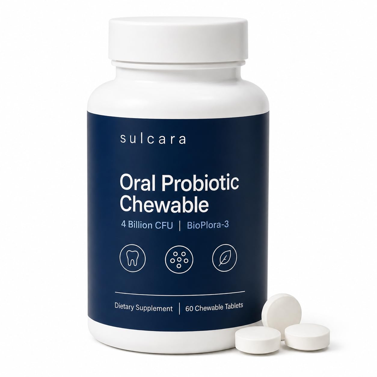 Pwkvsn Sulcara Oral Probiotic Chewables, Guava Xylitol Flavor Oral Care for Fresh Breath and Daily Mouth Routine, Non-GMO, Gluten-Free, 60 Chewables