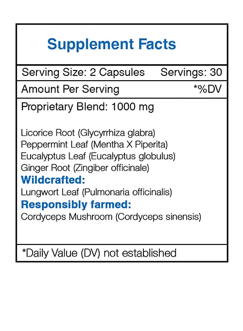 Secrets of the Tribe Lungs Healthy Lungs Formula Herbal Supplement Blend, 60 Capsules