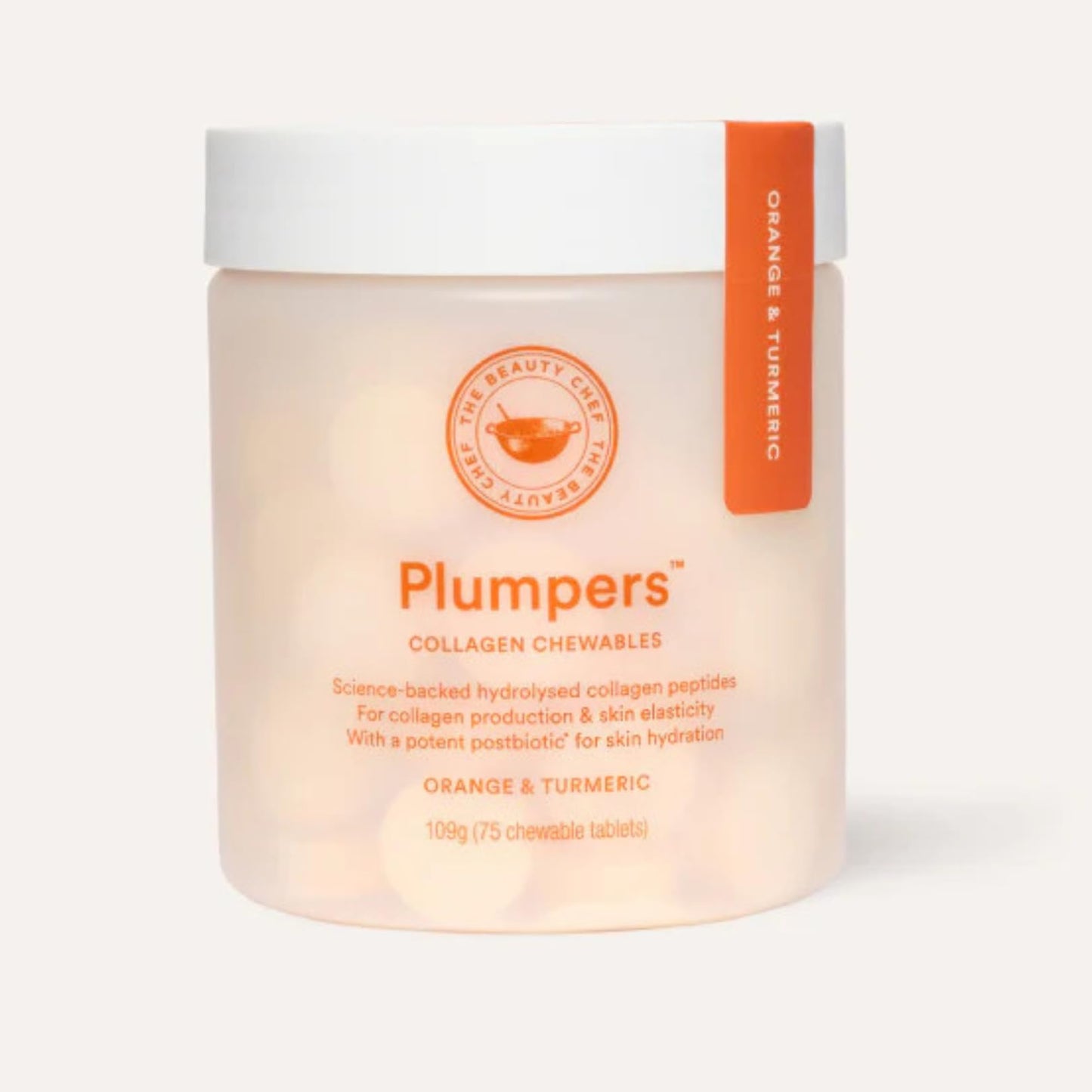 The Beauty Chef Plumpers Collagen Chewable Tablets with Hyaluronic Acid & Postbiotic, 75 Tablets