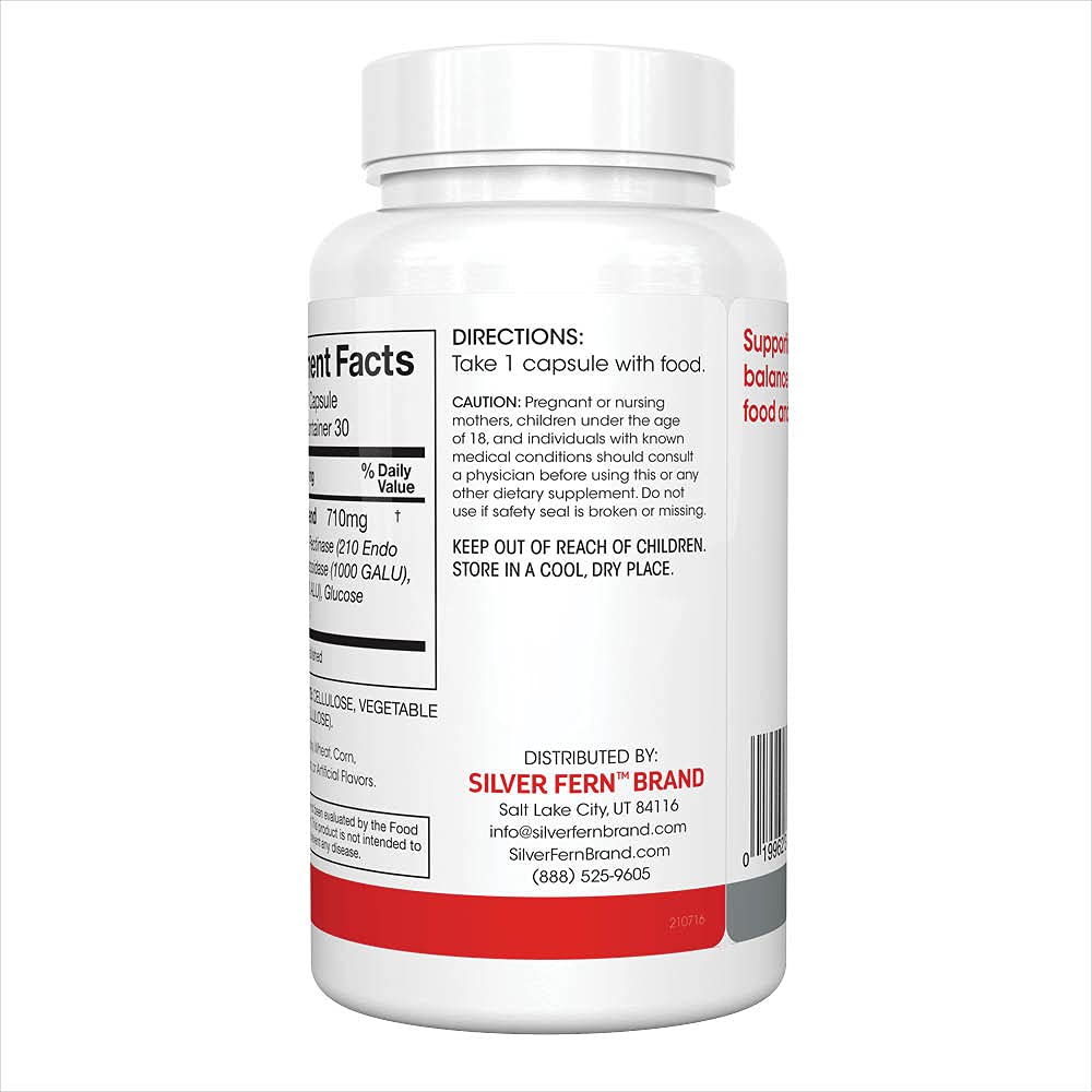 Silver Fern Bloat & Gas Relief Digestive Enzyme Blend Capsules 30 Count