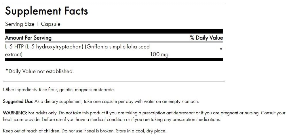 Swanson Ultra 5-HTP Extra Strength 100 mg, 60 Capsules