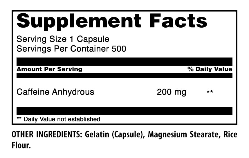Amazing Nutrition Caffeine 200 Mg per Serving Capsules 500 Count