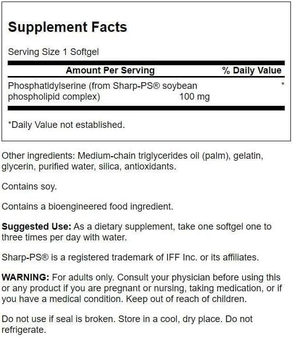 Swanson Phosphatidylserine Brain Health 100 mg Softgels, 30 Count