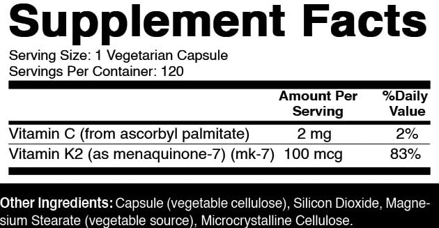 Oxify MK-7 Vitamin K2 100 mcg Capsule 120 Count