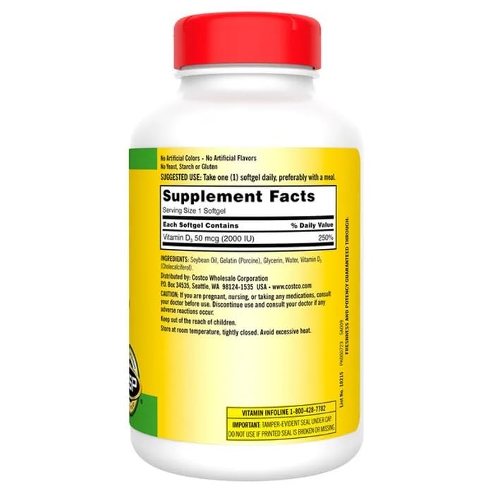 Generic Extra Strength Vitamin D3 2000 IU Softgel, 600 Softgels