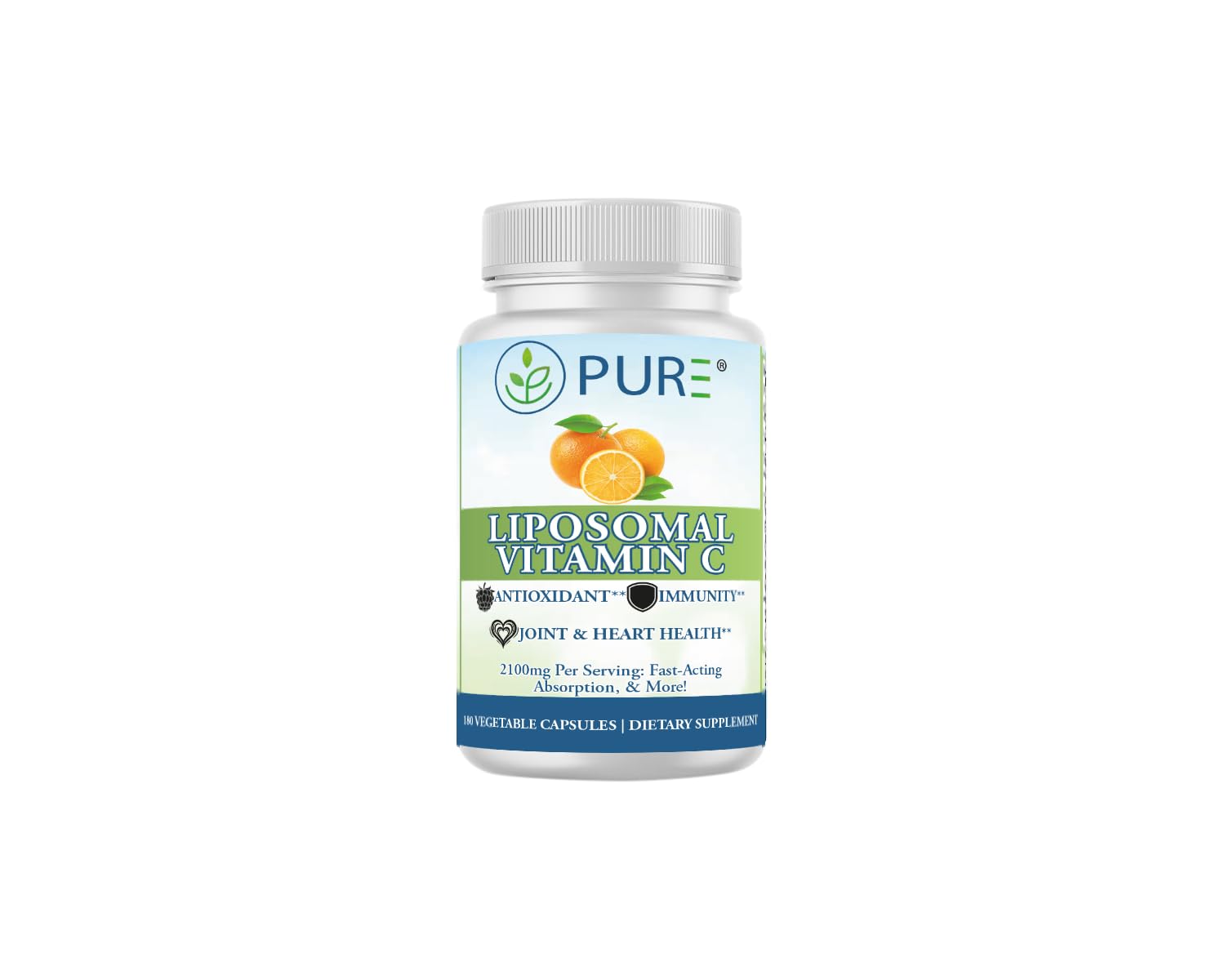 PURE Liposomal Vitamin C 2100mg Capsules, 180 Count