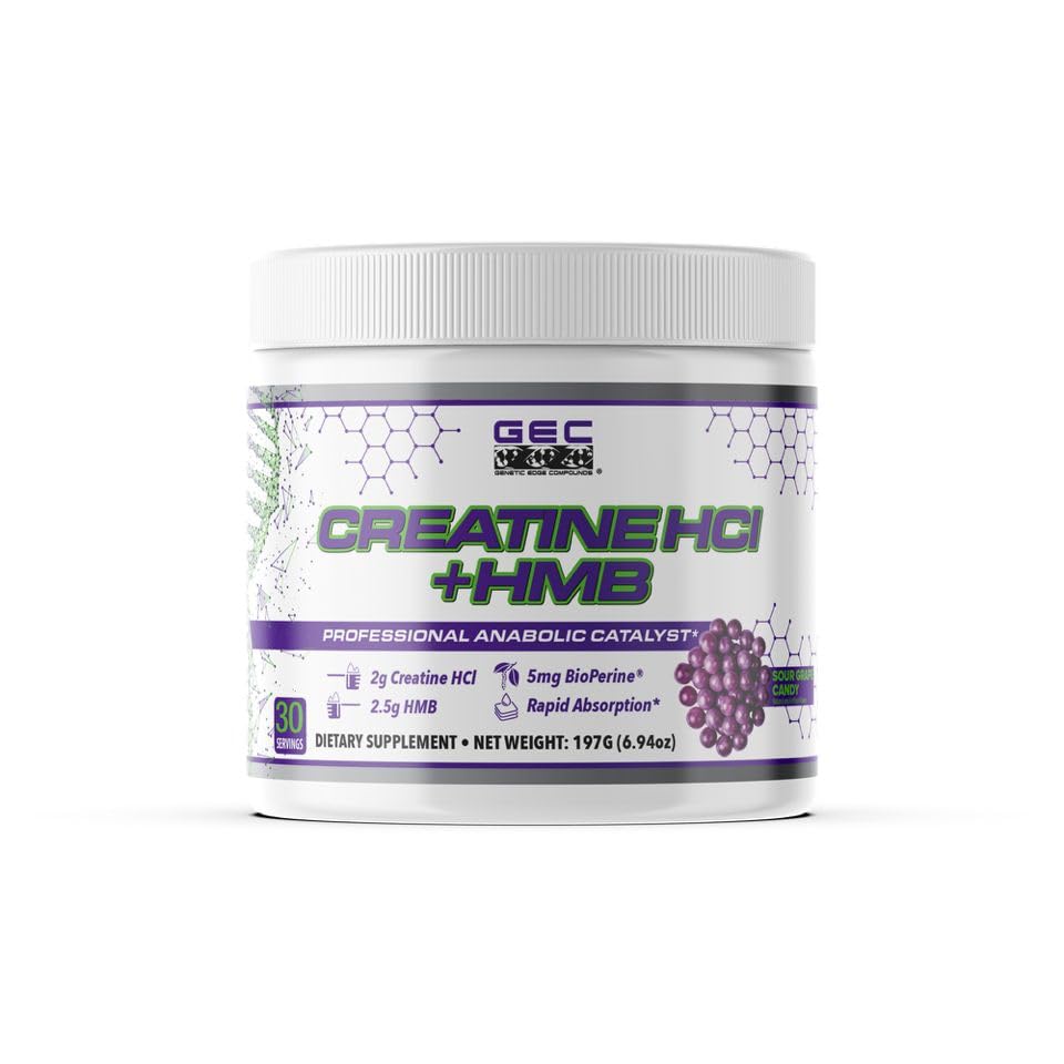 Genetic Edge Compounds Creatine HCl + HMB for Athletes – Performance & Recovery Formula, Powder, 6.94 oz
