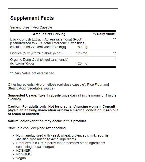 NOW Foods Black Cohosh 80 mg Capsules 90 Count