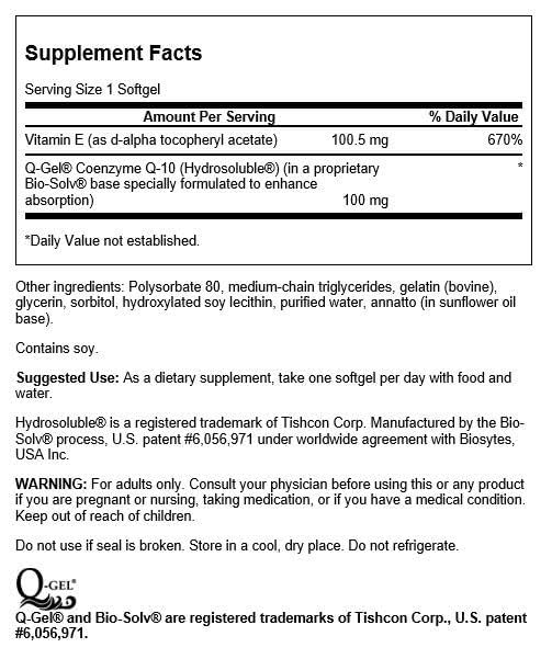 Swanson Q-Gel Mega 100 100 mg Coenzyme Q10 Softgels, 60 Count