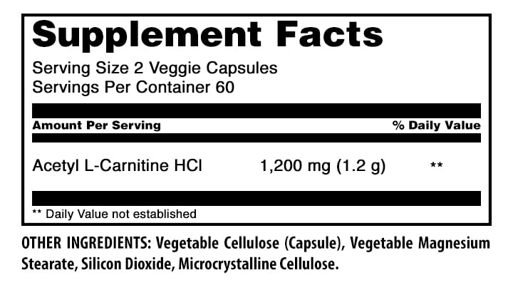 Amazing Nutrition Acetyl L-Carnitine 1200 Mg Supplement Capsule 120 Count