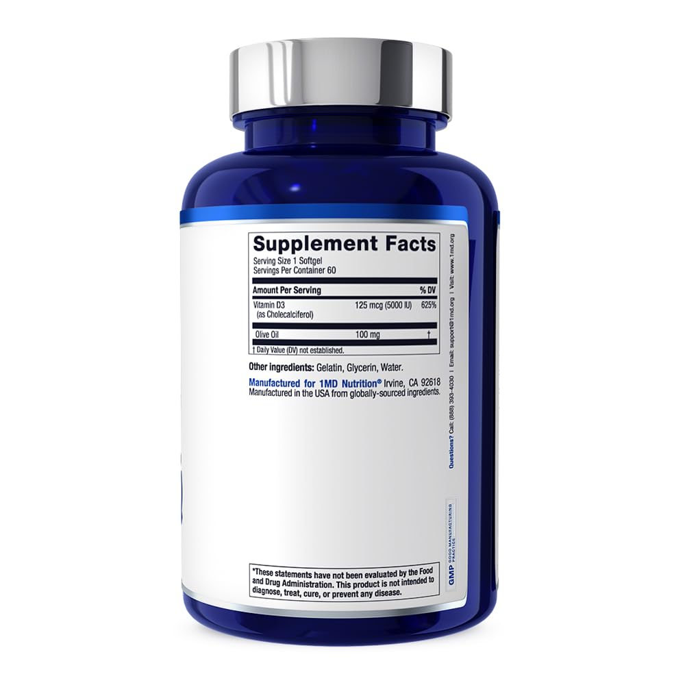 1MD Nutrition Vitamin D3 5000 IU 90 Softgels