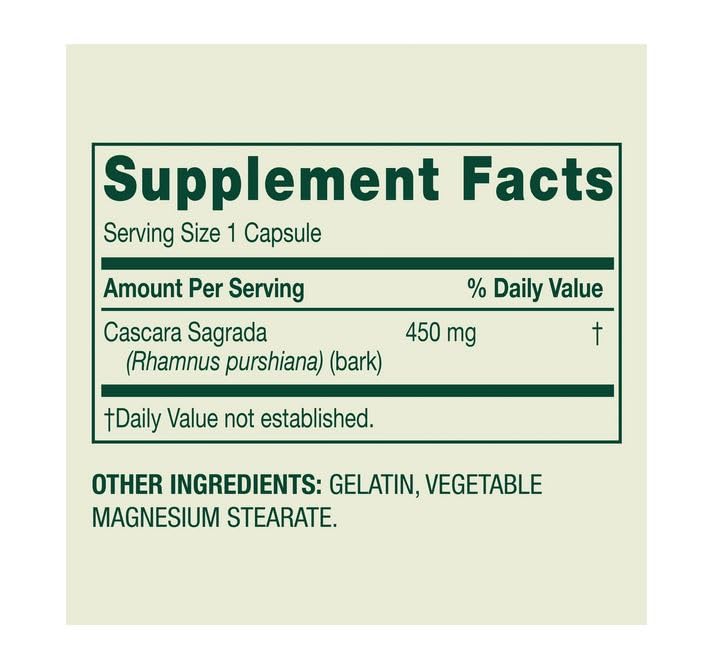 H4U Cascara Sagrada Whole Herb Dietary Supplement Capsules 100 Count