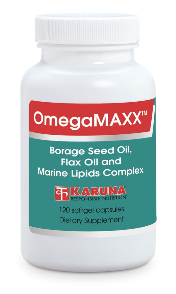 Karuna OmegaMAXX Omega-3,6,9 Softgel Capsules with Evening Primrose, Borage, Organic Flaxseed, 120 Count