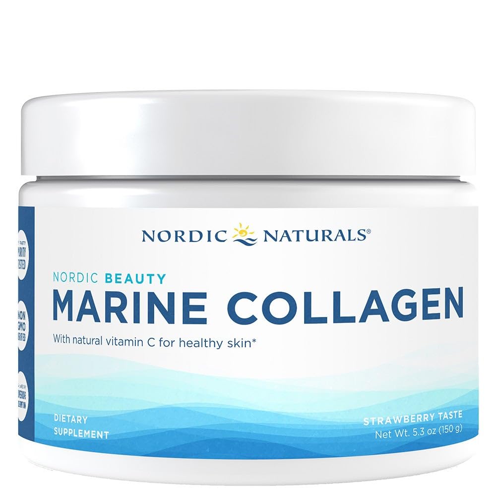 Nordic Naturals Nordic Beauty Marine Collagen Powder, 5.29 oz, Strawberry