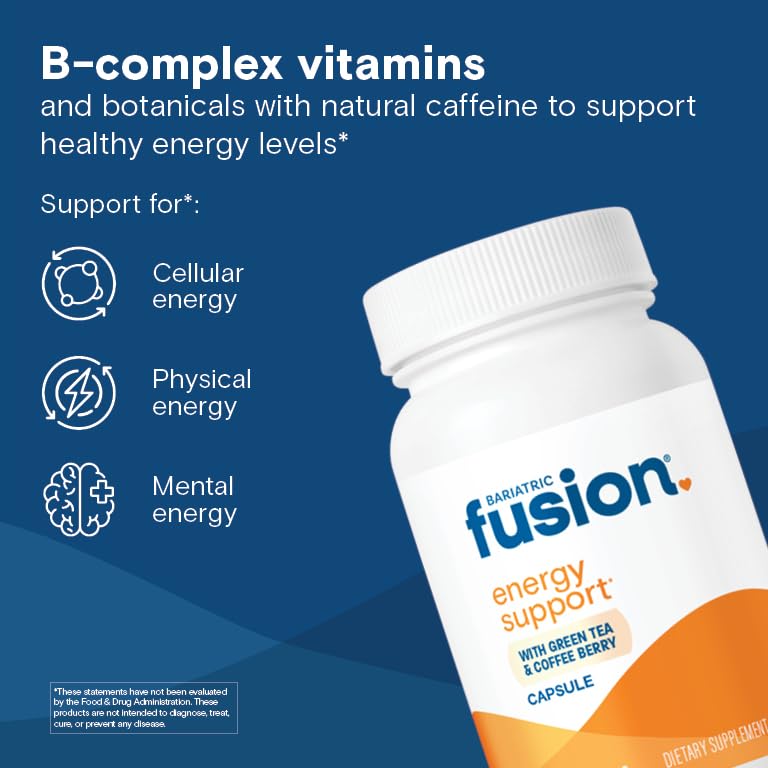 Bariatric Fusion B Vitamins for Energy Support B-Complex with 70mg Natural Caffeine Capsules, 1 Capsule