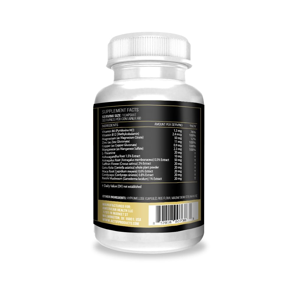 ACTIF Adaptogen Mega Support with 14 Advanced Factors for Energy, Clarity and Daily Functions, 1 Capsule