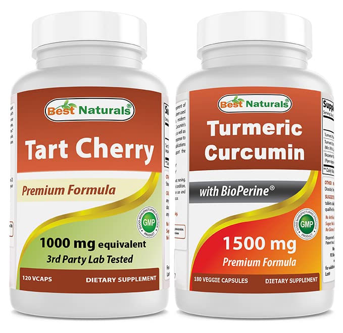 Best Naturals Tart Cherry Extract 1000 mg & Turmeric Curcumin 1500 mg/Serving with Bioperine Capsule, 1 Count