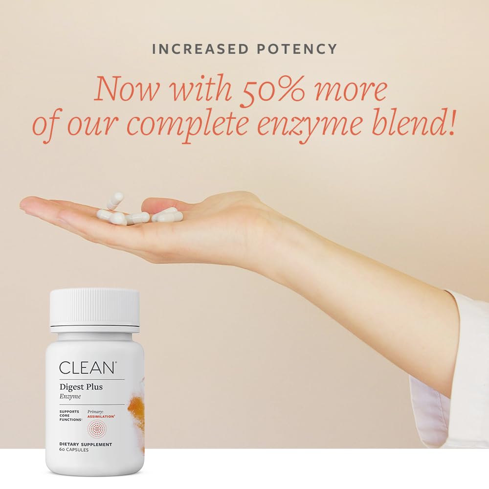 Clean Program Clean Digest Plus Full-Spectrum Digestive Enzymes, Bloating Relief, 60 Capsules