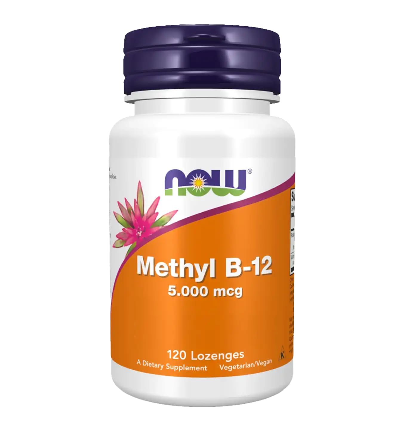 NOW Foods Methyl B12 Methylcobalamin Plus Folic Acid 5000 mcg Capsules, 120 Count