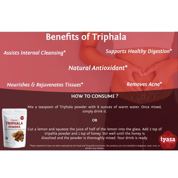 Iyasa Holistics Organic Triphala Powder 16 Ounce