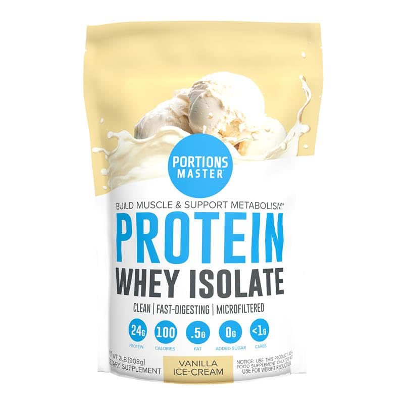 Portions Master CFM Whey Isolate Protein Powder, Vanilla Ice Cream, 32 Servings