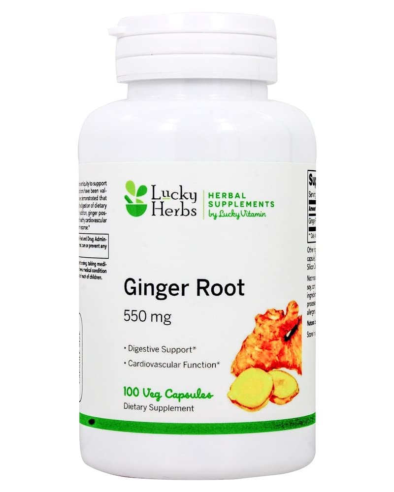 Lucky Vitamin Ginger Root Digestive Support 550 mg Capsules 100