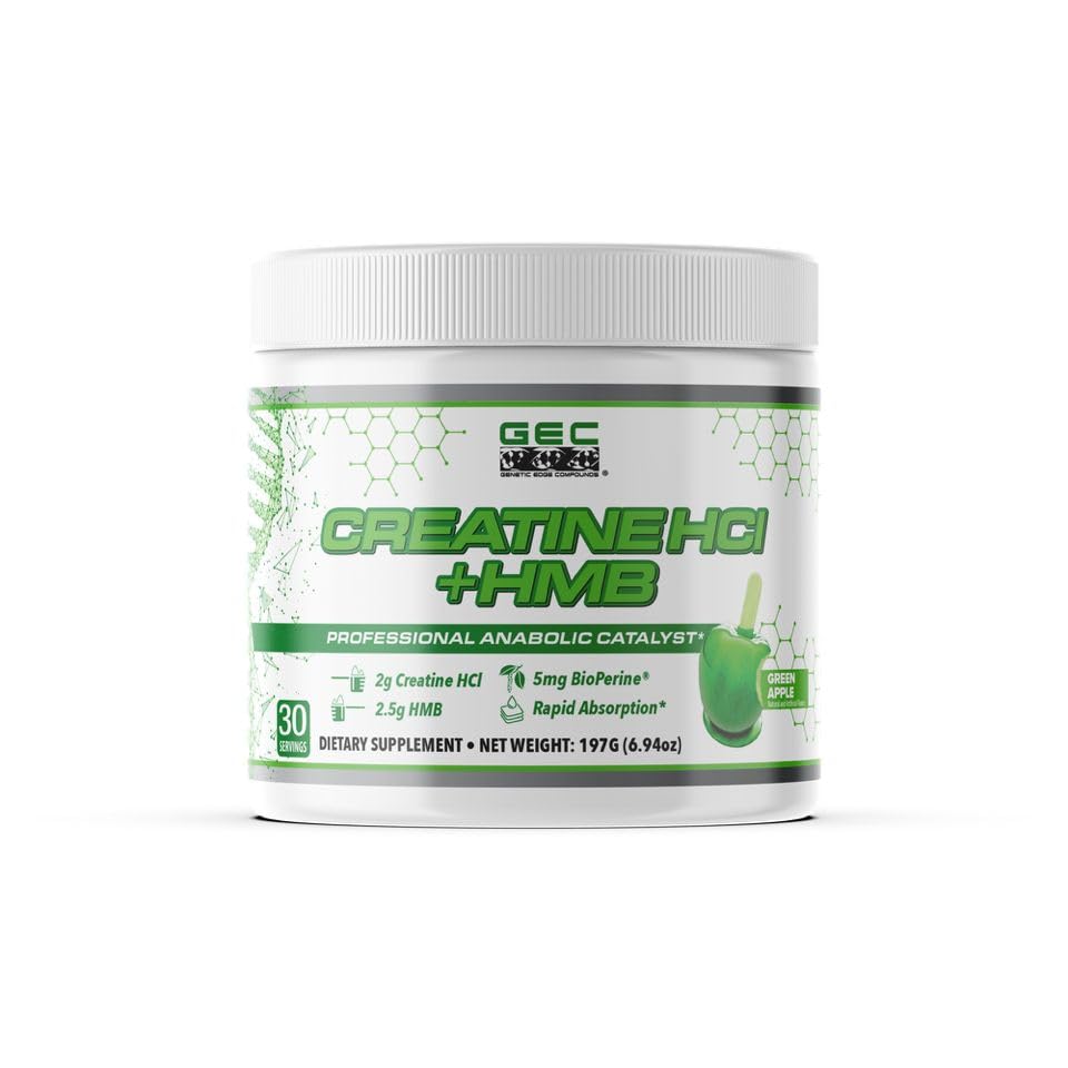 Genetic Edge Compounds Creatine HCl + HMB for Athletes – Performance & Recovery Formula – Powder, 6.94 oz