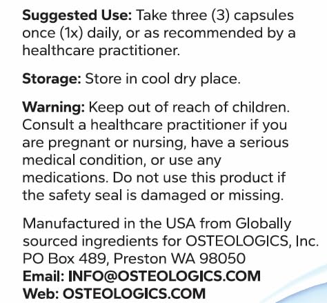 OSTEOLOGICS Bone Health Supplements for Women and Men Capsule 90 Count