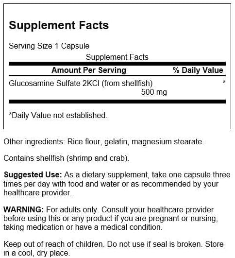 Swanson Glucosamine Sulfate 2Kcl 500 Milligrams 250 Capsules
