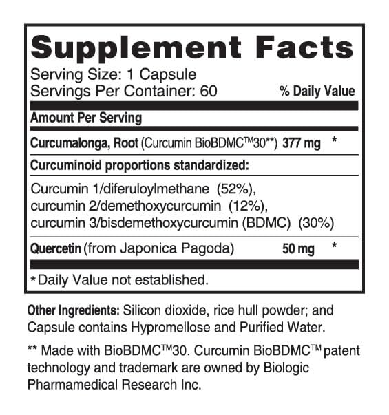 Advanced Bionutritionals Curcumitol-Q® BioBDMC® Curcumin Supplement with Quercetin 60 Tablets