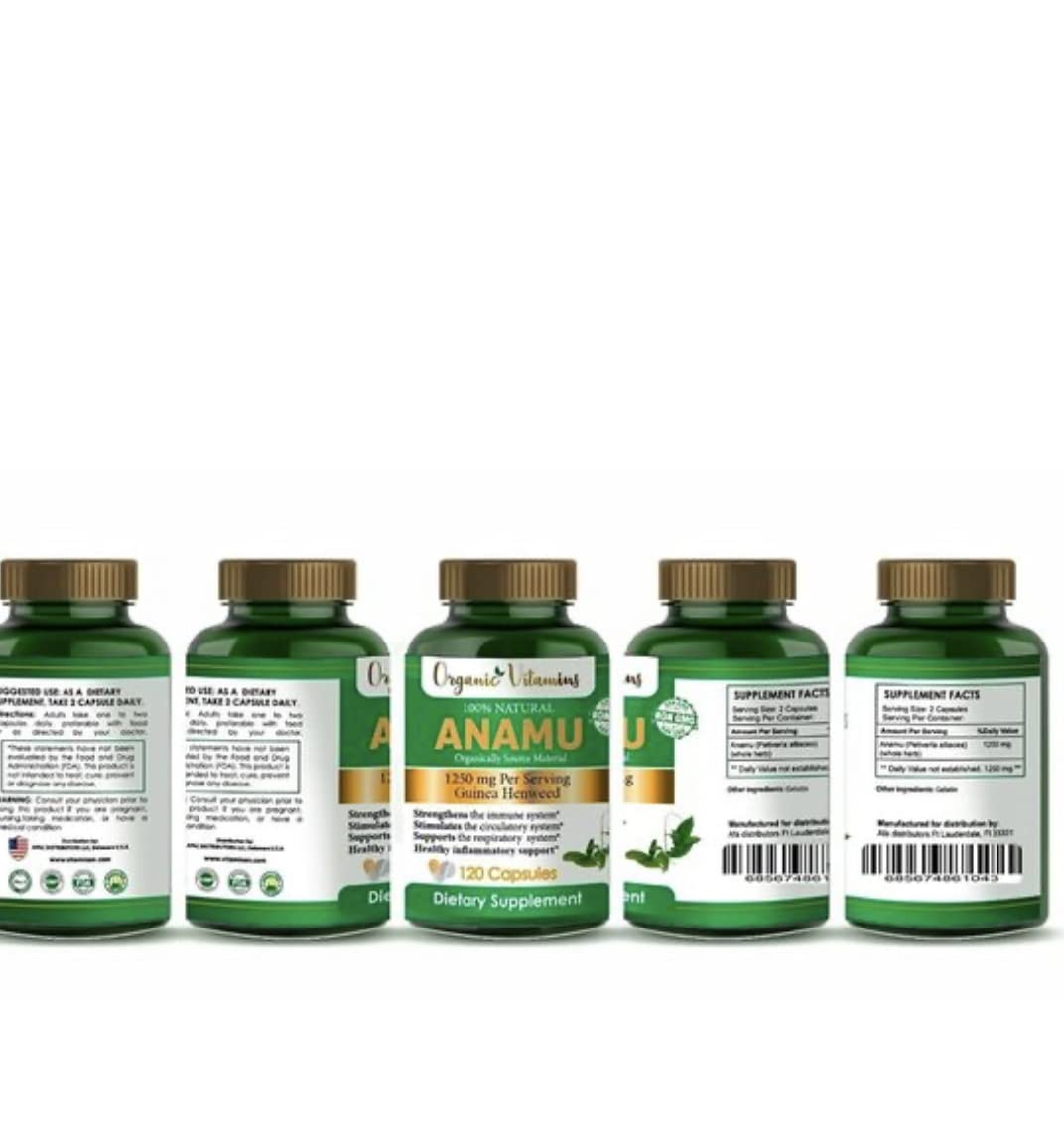 All Nue Anamu 1250mg Capsules, 240 Count