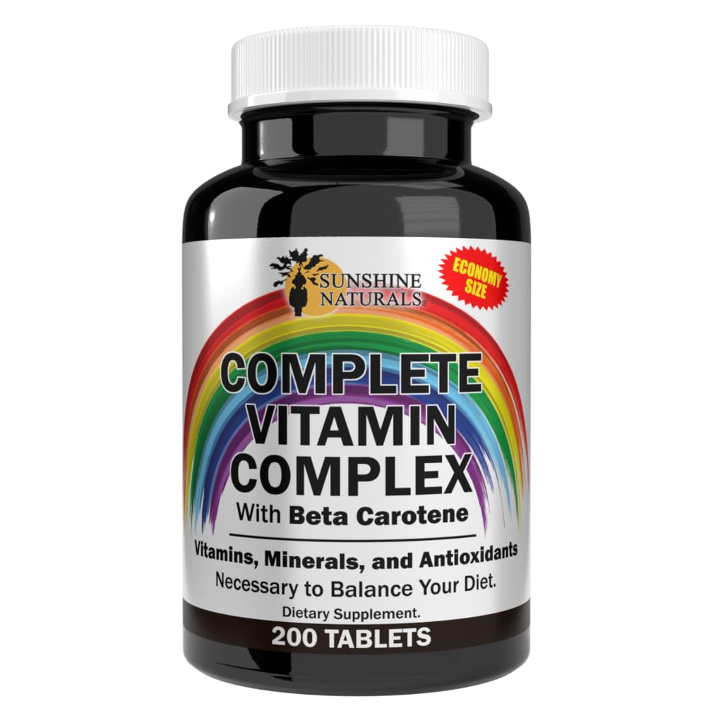 Sunshine Naturals Complete Vitamin Complex Dietary Supplement with Beta Carotene Tablets, 2 Pack