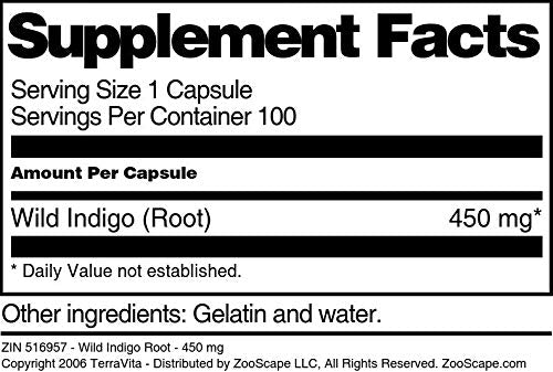Terravita Wild Indigo Root 450 mg Capsules, 100 Capsules