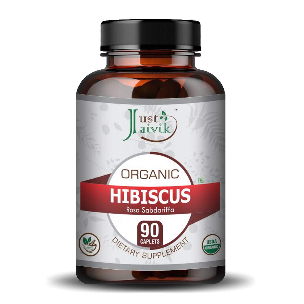 Just Jaivik 100% Organic & Pure Hibiscus (Rosa Sabdariffa) Tablets 750mg, 90 Tablets