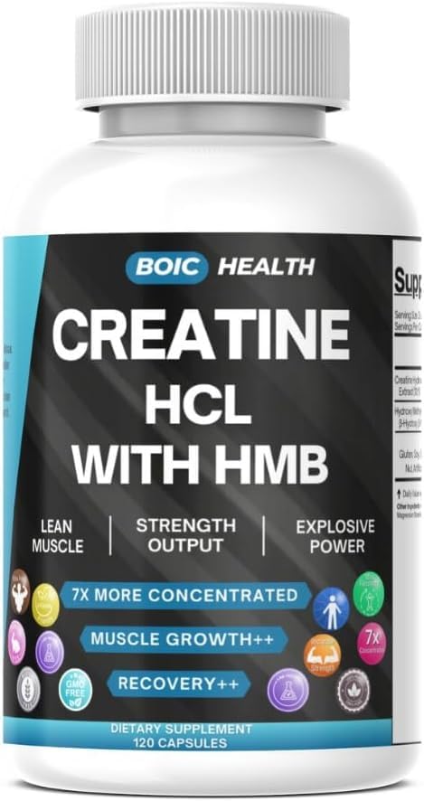 BOIC Creatine HCL + HMB Capsules, 120 Capsules