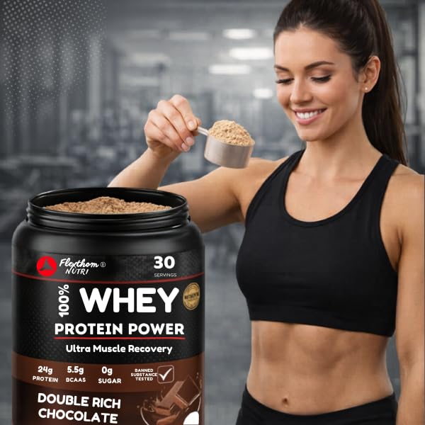 Flexthom Ultra-Pure 100% Whey Protein Powder – Double Chocolate, 8 oz