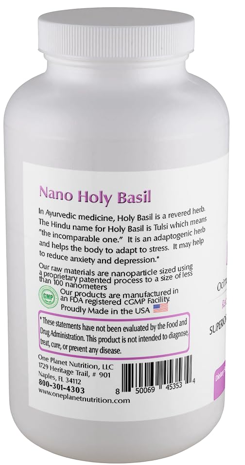 One Planet Nutrition Nano Holy Basil 250 mg Veggie Capsules, 120 Count