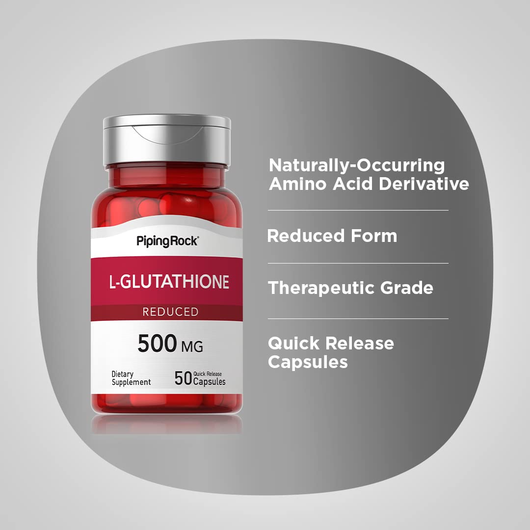 Piping Rock L-Glutathione 500 mg Capsules, 50 Capsules