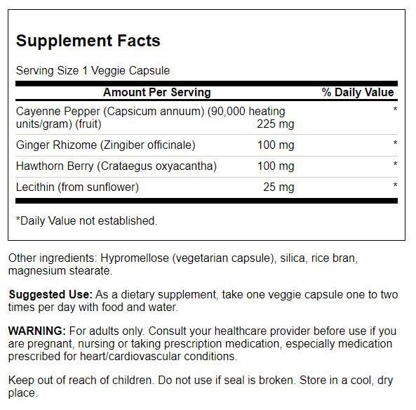 Swanson Super Cayenne with Ginger Rhizome, Hawthorn Berry & Lecithin Capsules 100 Veg Caps