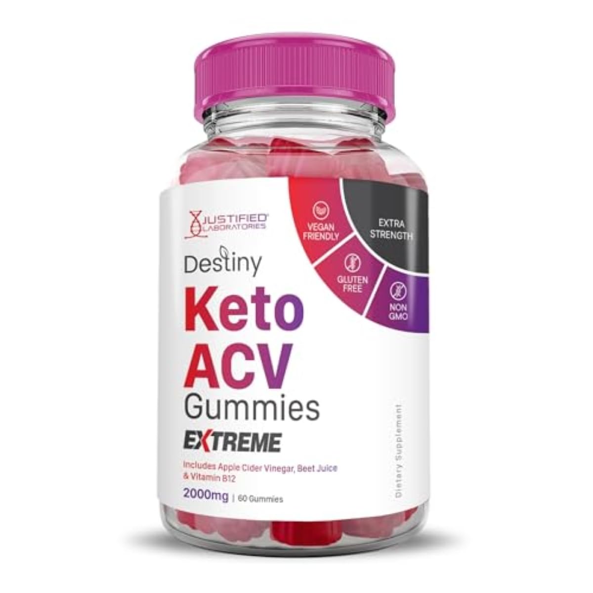 Justified Laboratories Destiny Keto ACV Gummies Extreme (2000 mg) Gummy 60 Count