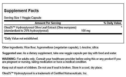 Swanson Olive Leaf Extract Standardized 100 mg Capsules, 60 Veg Capsules