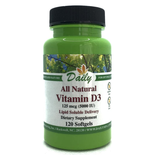 Daily Manufacturing Vitamin D3 5000 IU (125 mcg) Softgel, 120 Count