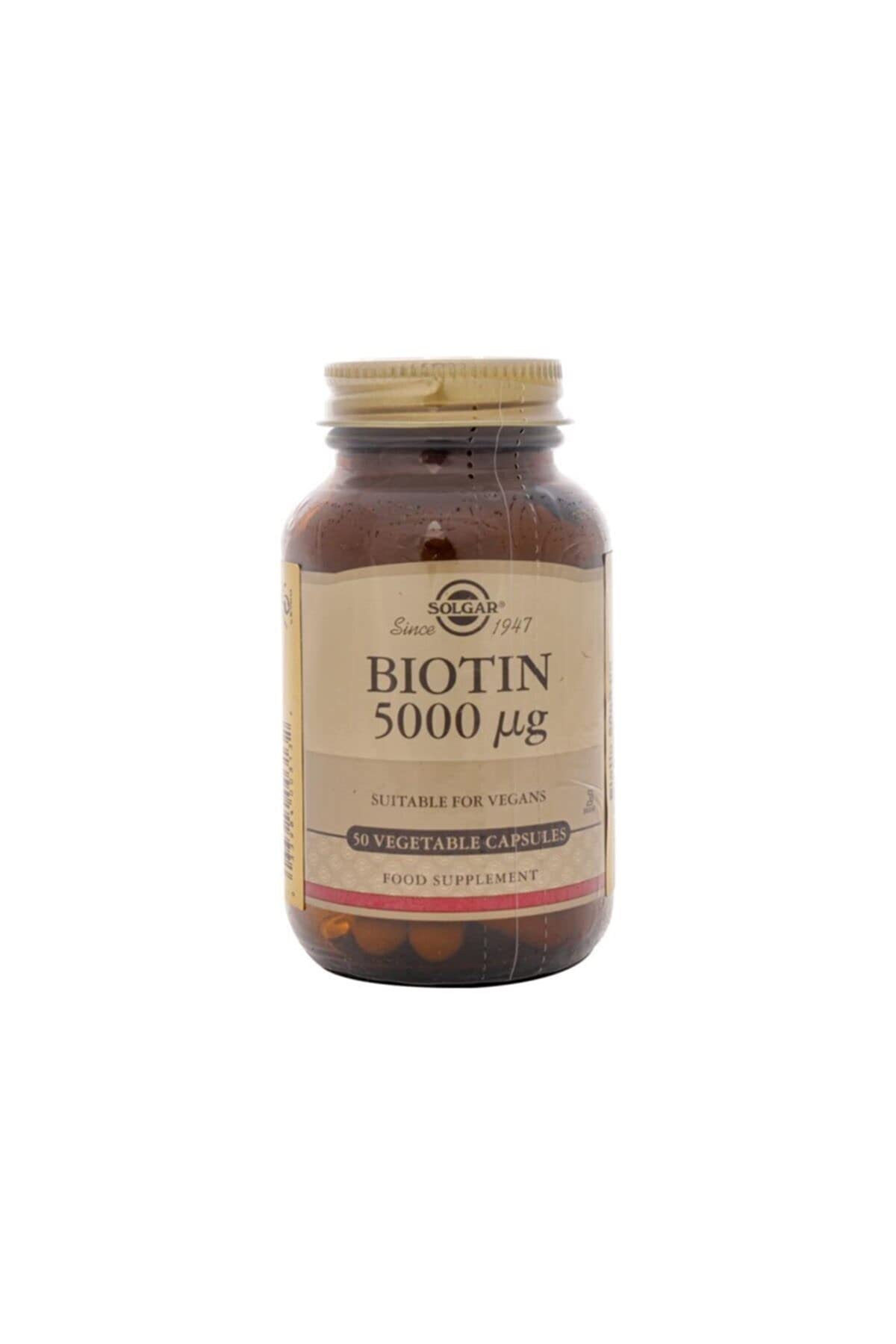 Solgar Biotin 5000 mcg Capsules, Supports Healthy Skin, Nails & Hair, 50 Count