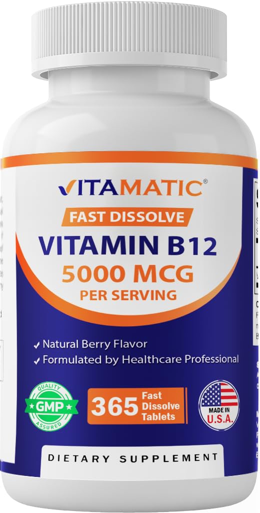 Vitamatic Vitamin B12 5000 mcg Fast Dissolve Tablets, 365 Tablets